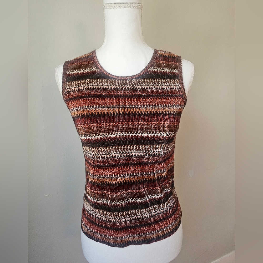 Striped Crinkle Sleeveless Top From Plisse